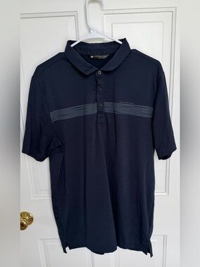 Travis Mathew Navy Chest Stripe Performance Golf Polo Shirt Men’s M